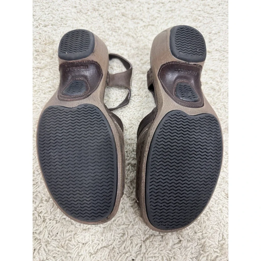 Merrell Womens Luxe Strap Coffee Brown Leather Slingback Open Toe Sandals Size 9
